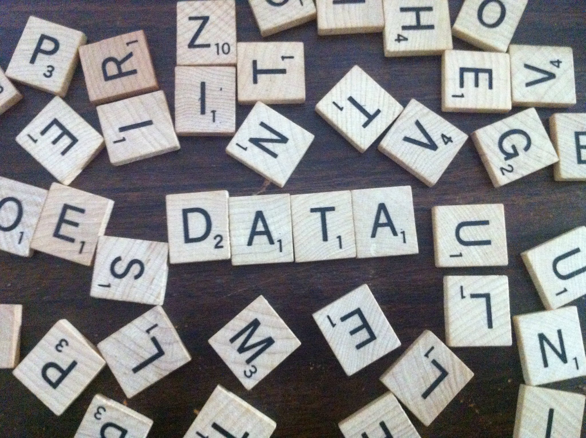 Symbolic photo Open Data with"Data" from Scrabble-pieces