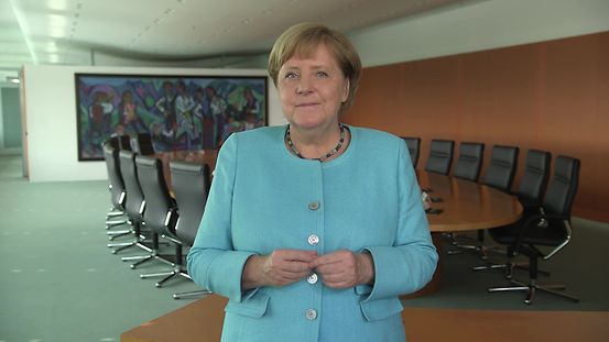 Screenshot from Chancellor Merkel's video